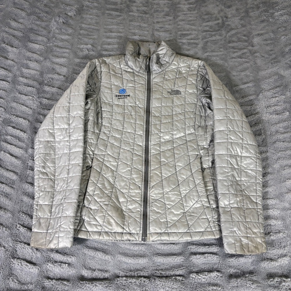 The North Face Womens Thermoball Eco Silver Quilted Puffer Jacket Small AR838